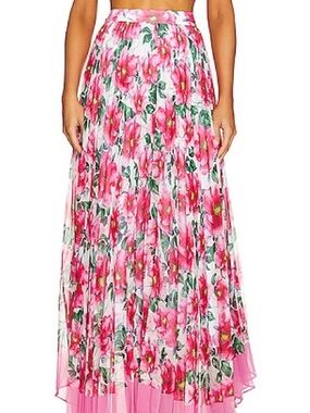 Alice and Olivia pleated floral maxi skirt